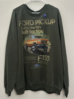 Ford Olive Green Crewneck with Orange Truck Graphic